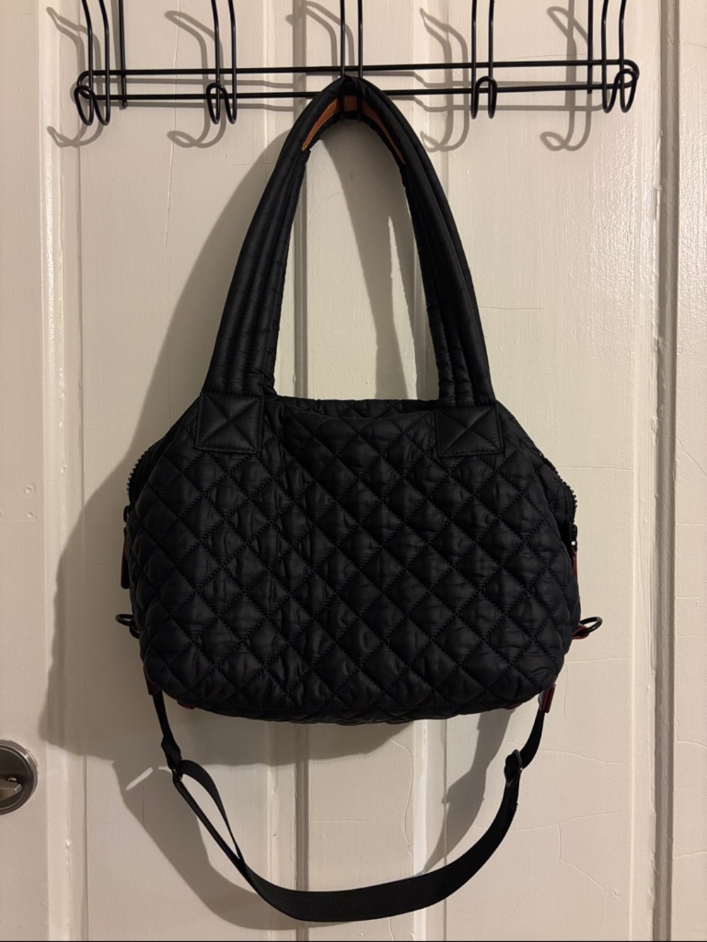 MZ Wallace Quilted Black Shoulder Bag with Adjustable Strap